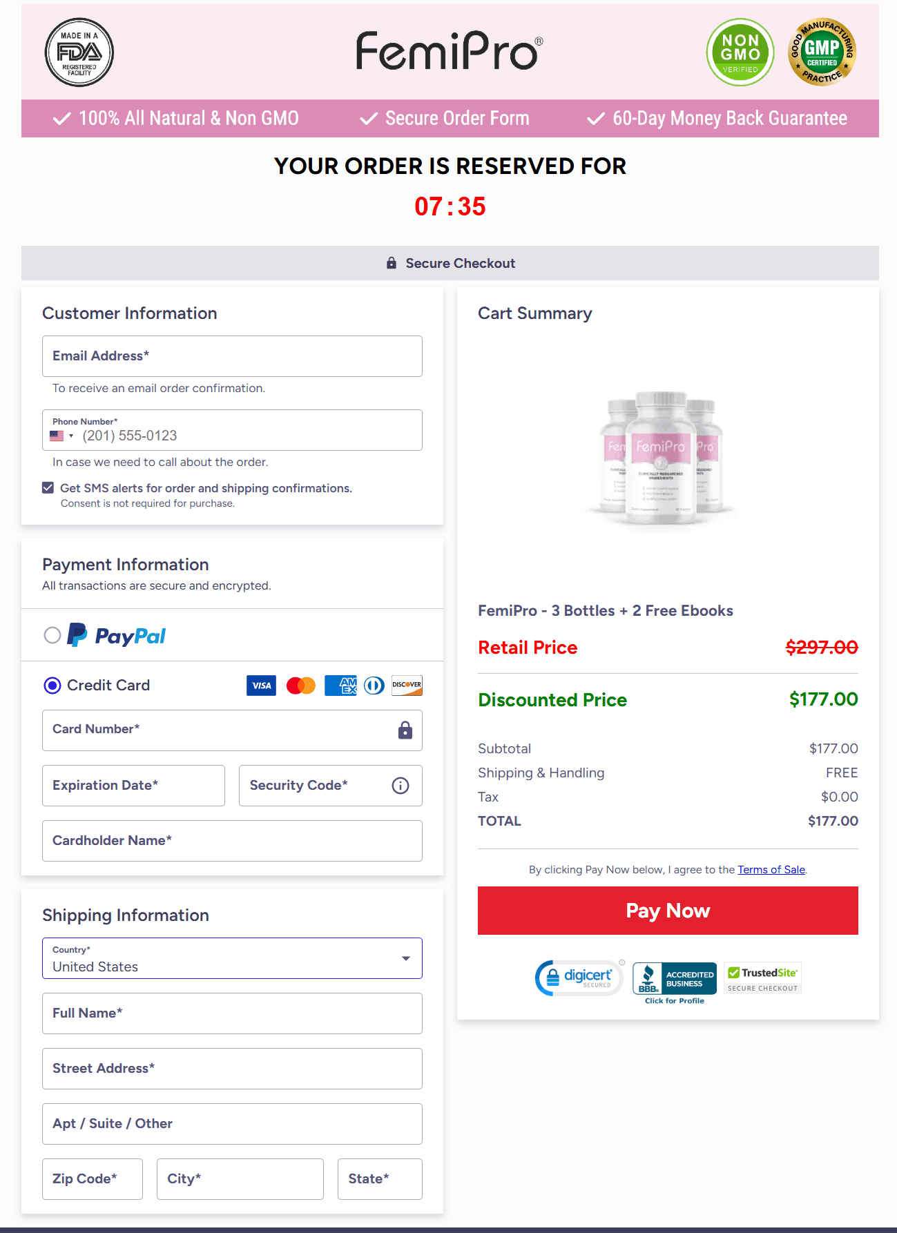 Femipro  checkout